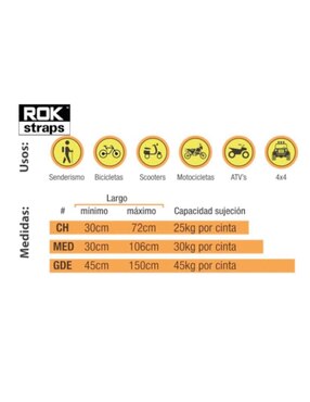 Set cintas de sujeción para moto de 45 a 150 cm Rok Straps