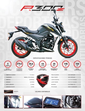 Motocicleta urbana Carabela R300z 300cc negro 2026