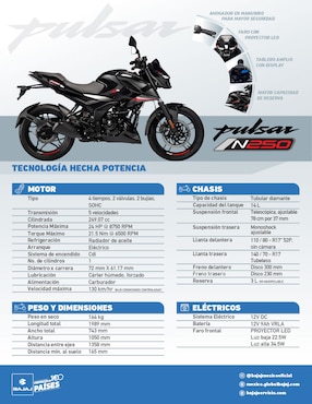 Motocicleta deportiva Bajaj Pulsar N250 Carburada 2026