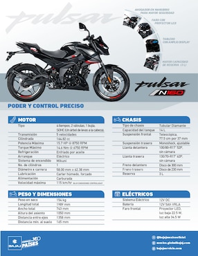 Motocicleta deportiva Bajaj Pulsar N160 Carburada 2026
