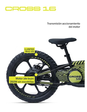 Bicicleta eléctrica Gravel Elect Cross Montañismo rodada 16
