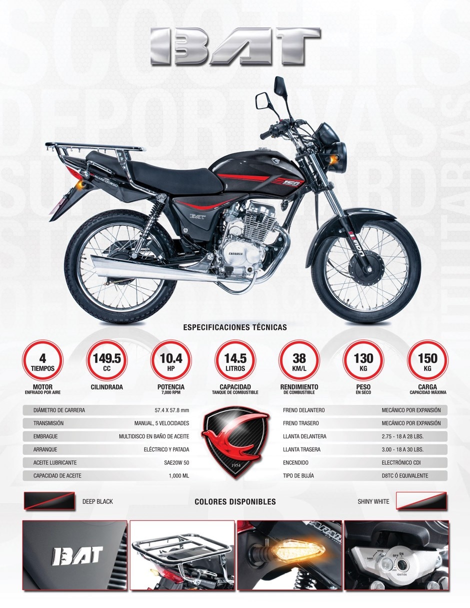 Motocicleta de trabajo Bat 150cc negro 2026 6