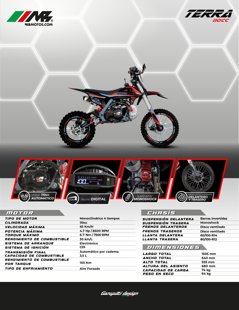 Mini moto Terra 110 Gt Line 2026 2