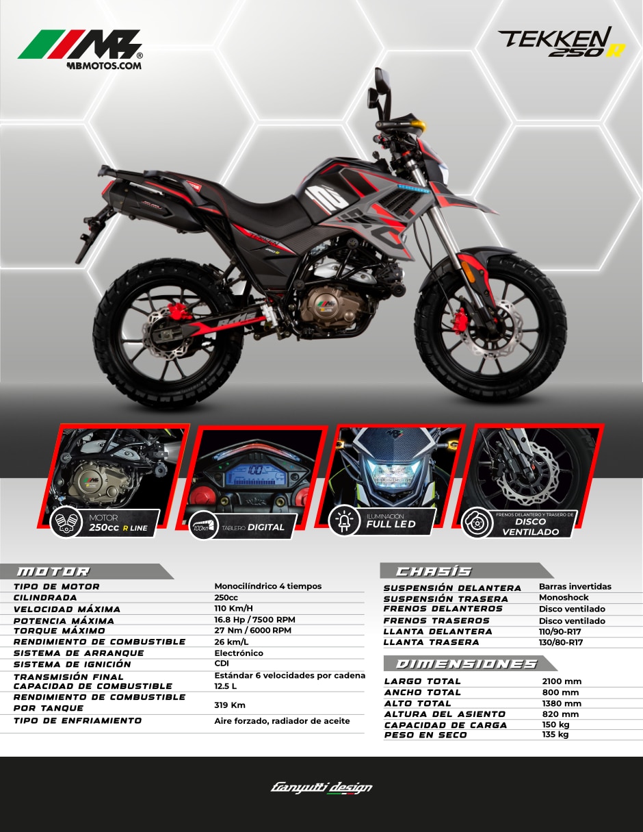 Motocicleta doble propósito Tekken 250 R Line 2026 2