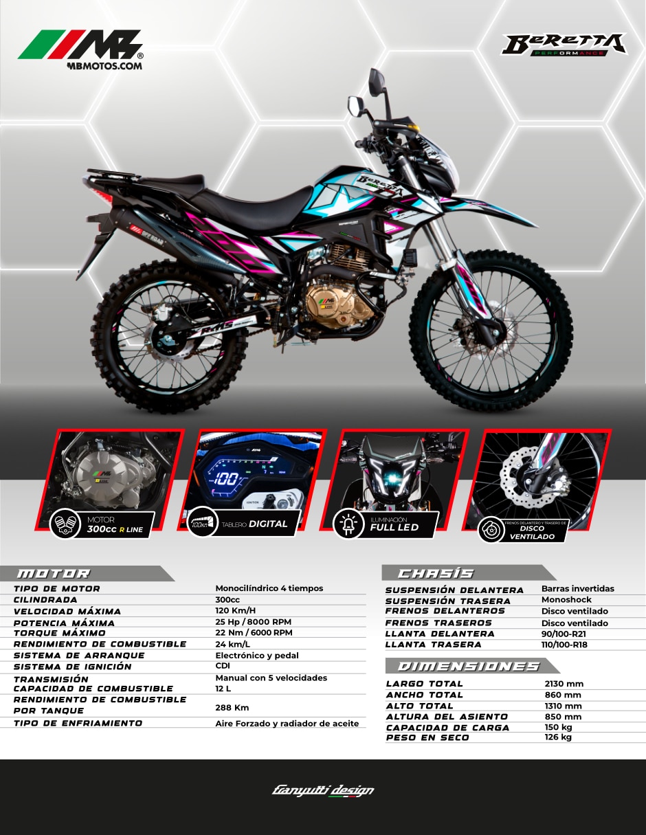 Motocicleta doble propósito BERETTA 300 2026 2