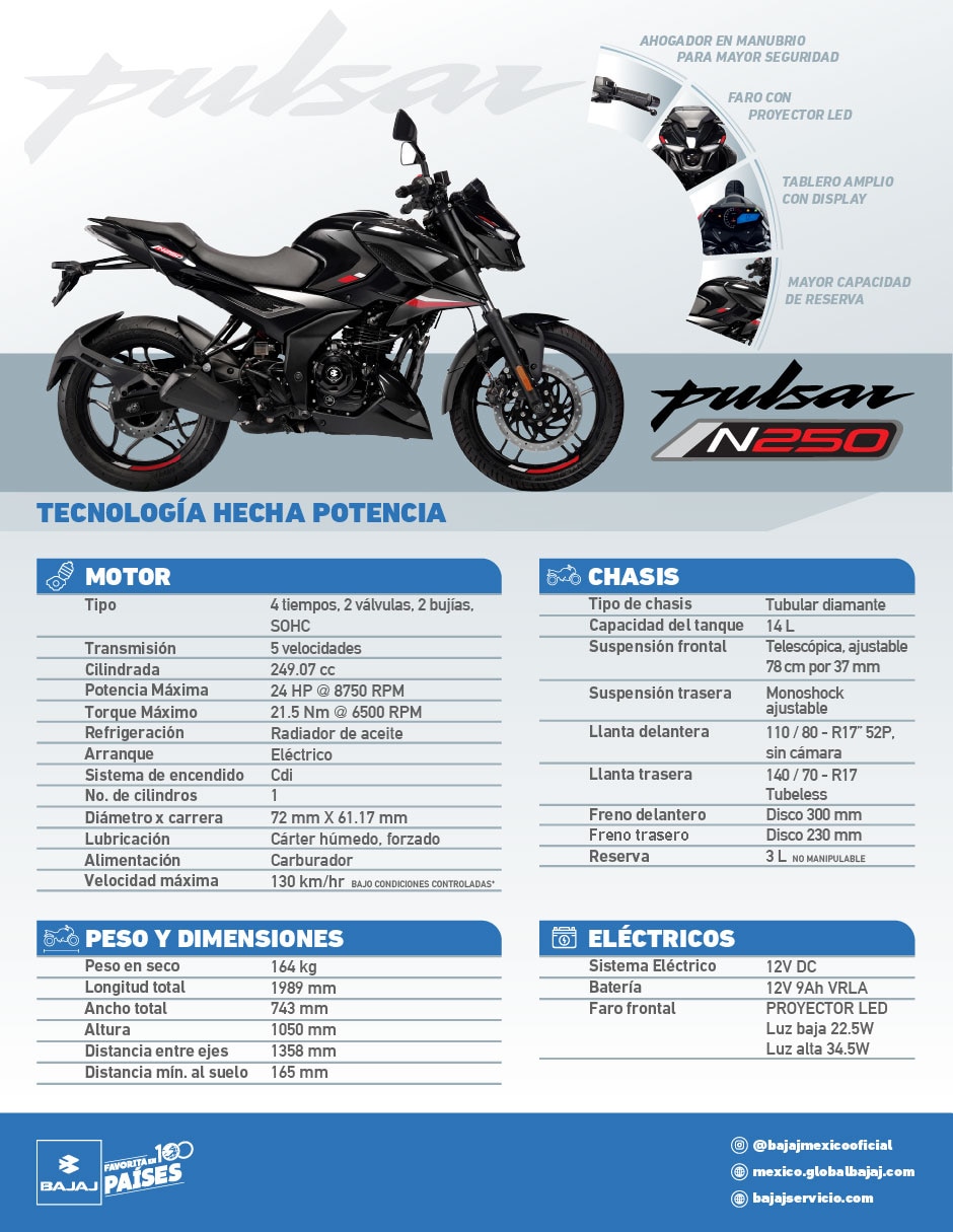 Motocicleta deportiva Pulsar N250 Carburada 2026 2