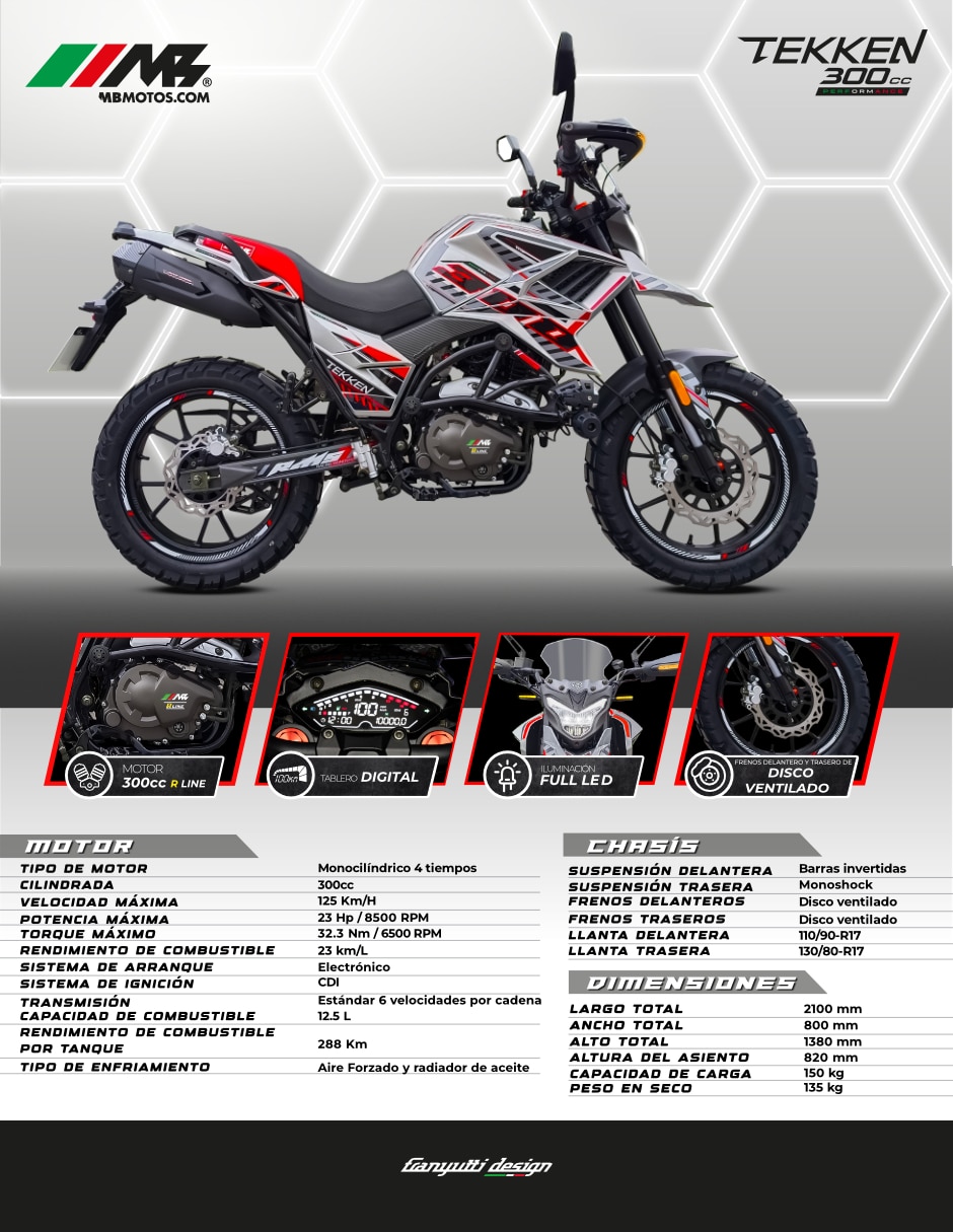 Motocicleta urbana Tekken 300 performance 2026 2