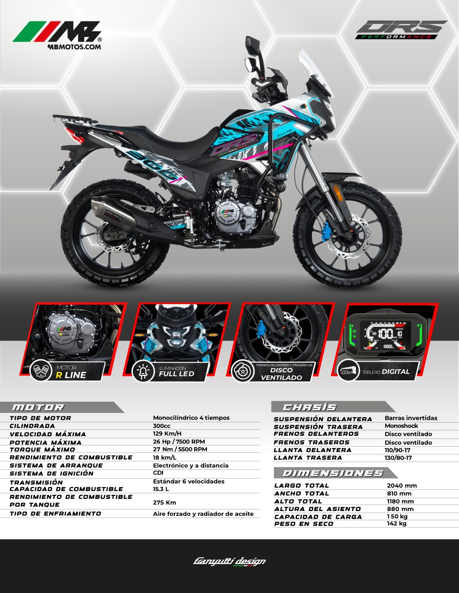 Motocicleta doble propósito DRS 300 Performance 2026 4