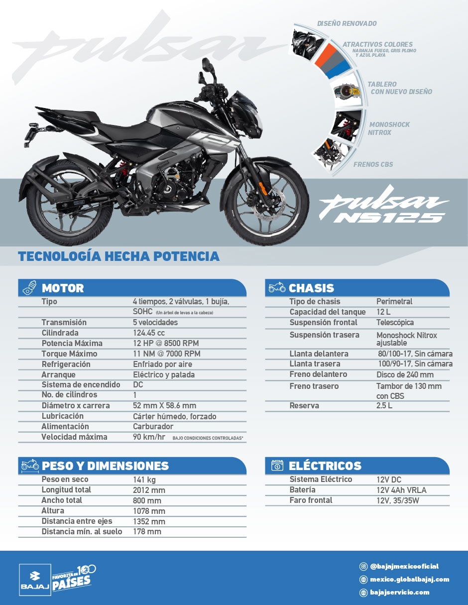 Motocicleta deportiva Pulsar NS125 2026 9